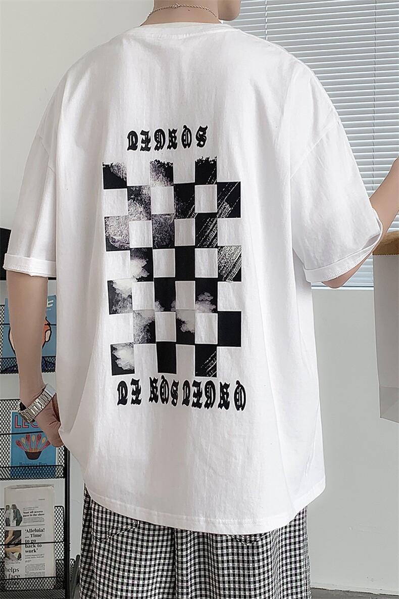 2024夏季棋盘格印花T恤220g100棉A161-2-T104-P25,男装T恤,电商A161-2
