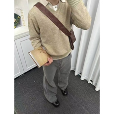 1506A/G50120/P71美式复古假两件毛衣翻领老钱风针织衫慵懒风，男装针织衫/毛衣，星座1506A