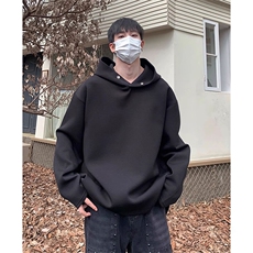 抖音得物高品质美式高街重磅纯色结构设计一粒扣连帽卫衣外套W85，男装卫衣，电商A486