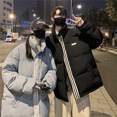 情侣装冬装港风织带棉服宽松棉衣休闲加厚外套男女G1106P118，男装棉衣，电商A339