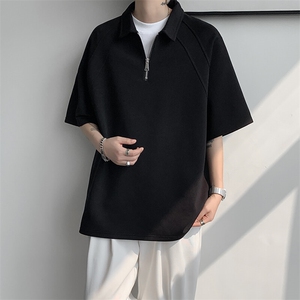 8XL-M半拉链t恤短袖POLO衫男款夏季美式翻领宽松大码半袖DT008P45图片