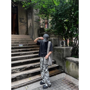 网络图现货 美式复古水洗迷彩工装裤男 直筒长裤潮RX815-P60图片