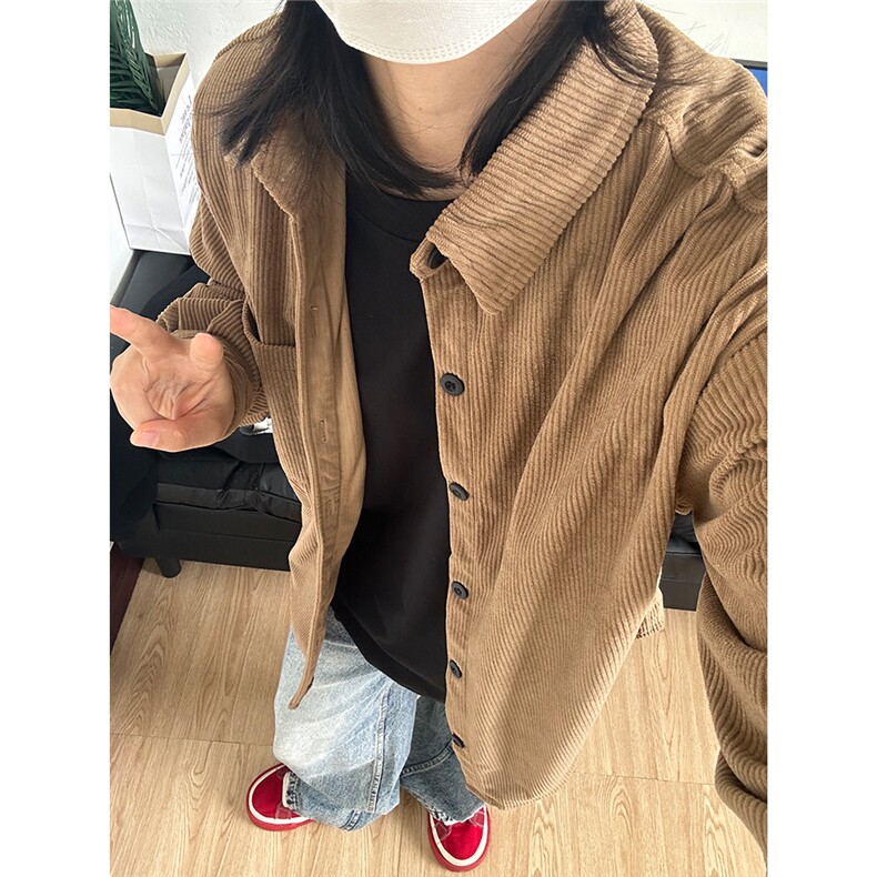 现货厚实灯芯绒衬衫男秋冬款港风宽松复古长袖衬衣CS027-P48,男装衬衫,星座301C-5