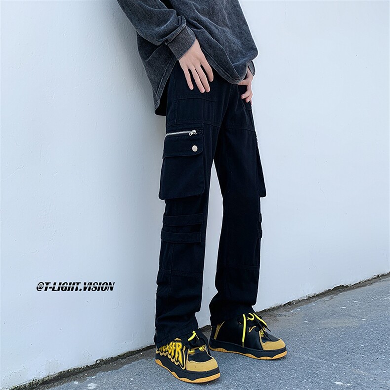B221 美式ins高街小众拉链多口袋休闲工装裤 LK23045-P75 控98图片