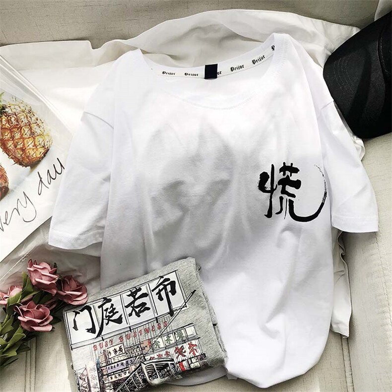 港风平铺情侣装夏装宽松简约印花短袖t恤半袖上衣XZ1306T02，男装T恤，星座1306