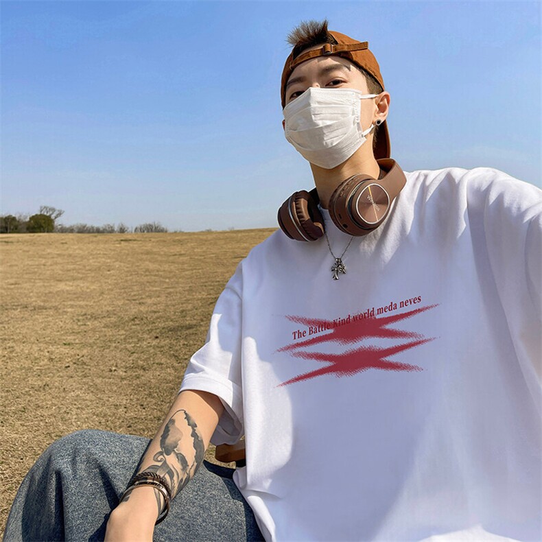 抖音得物二开现货220克夏装重磅美式高街宽松短袖t恤MT292,男装T恤,电商A486-1