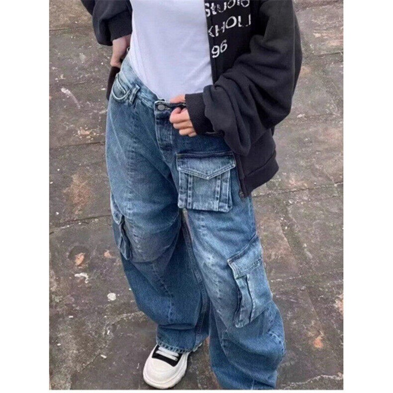 CP1230-P62美式解构工装弯刀裤男女水洗做旧多口袋阔腿休闲裤,男装工装外套,电商B323A
