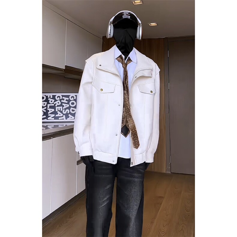 网图秋装翻领皮夹克外套男宽松情侣外套潮美式休闲工装JK404-P80,男装夹克,星座1213