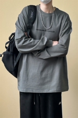 春秋现货纯棉长袖T恤男潮牌宽松休闲上衣A351-AT2526-P40，男装T恤，电商A351