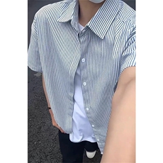 新款夏日条纹短袖衬衫款男女同款运动休闲打底衫外套C73，男装T恤，星座1116A（原606A-3）