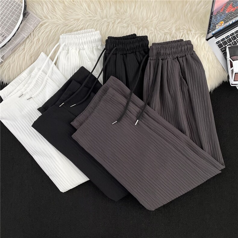 阔腿裤男士夏季2025新款褶皱速干休闲裤潮牌潮流宽松直筒男裤潮流，男装休闲裤，星座1210-1