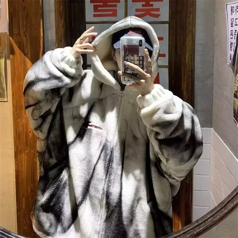 冬季加厚棉衣男韩版宽松潮流羊羔毛加绒连帽棉服港风外套WT185,男装棉衣,星座506