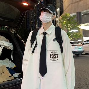 港风   24春季新款面包格ins印花宽松翻领衬衫外套S91 P45控68图片