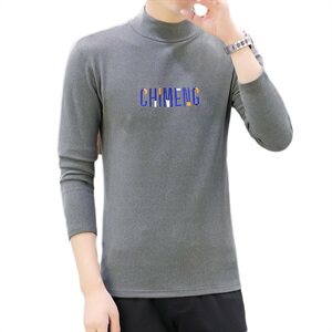 冬季半高领双面绒刺绣字母卫衣男加绒加厚保暖打底衫长袖黄333P28图片