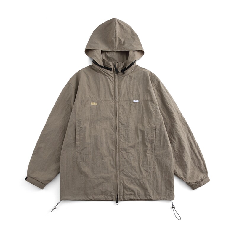 N258复古水洗工装立领拉链连帽外套秋冬款潮流宽松冲锋衣拉链夹克，男装夹克，电商S006（B521）