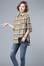 格子衬衫女长袖保暖冬2021春秋新款宽松加厚百搭打底衫衬衣多色可选，女装衬衫，伊满意