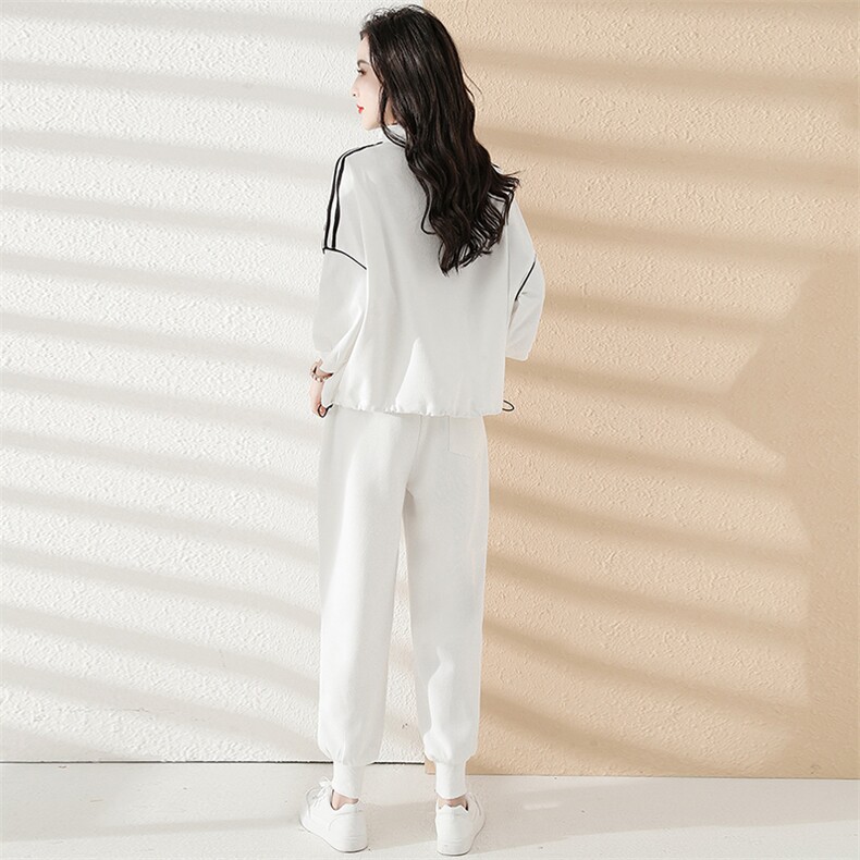 灰色运动服套装女夏薄款七分袖2025年韩版宽松休闲时尚卫衣两件套,女装套装/套裙,梦懿尔