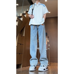 抖音品质休闲牛仔裤男贴标牛仔裤vibe高街裤子B315-K5550-P45控58图片