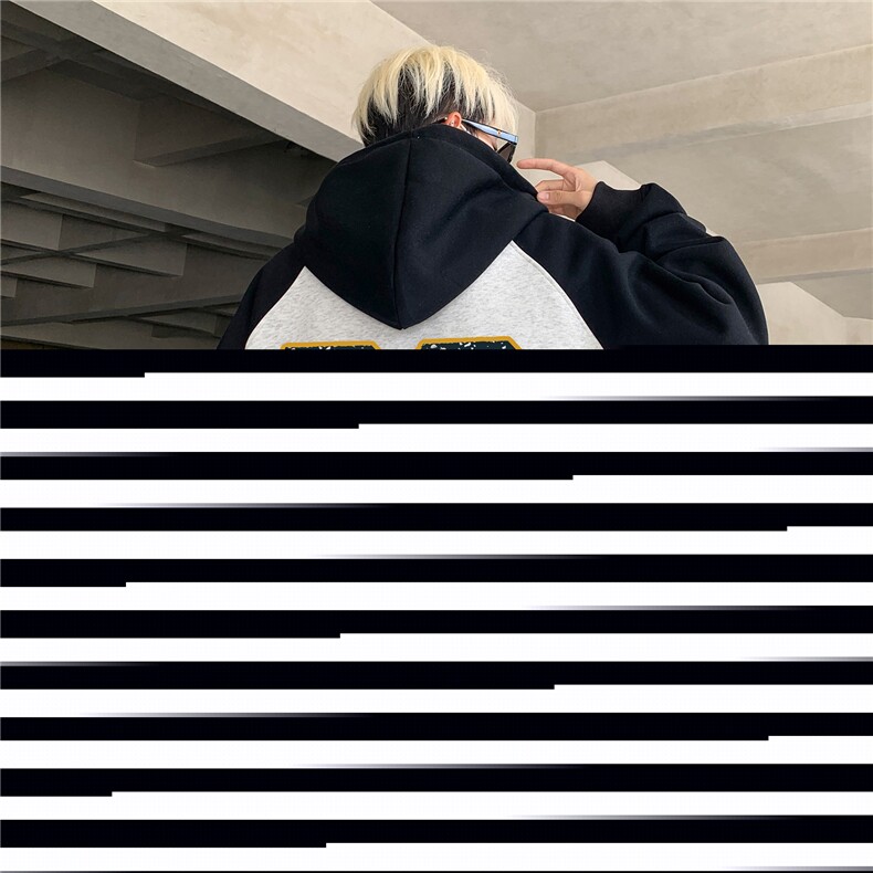 2024秋冬400克重磅纯棉宽松撞色插肩开衫连帽卫衣RH1508-p65,男装卫衣,星座610B-1