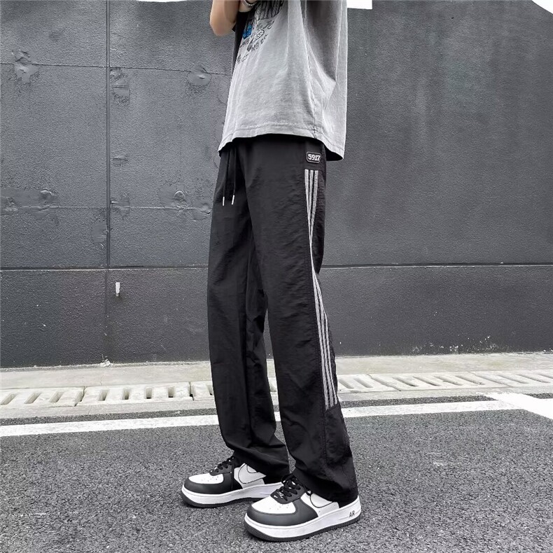卡其色条纹裤子男夏季透气孔速干工装裤直筒运动休闲长K8256-P42,男装工装外套,星座1001-1