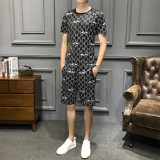 2021夏季新款小蜜蜂T恤短裤男套装大码钱塘3029-9005真模，男装套装，钱塘6006(原3029)
