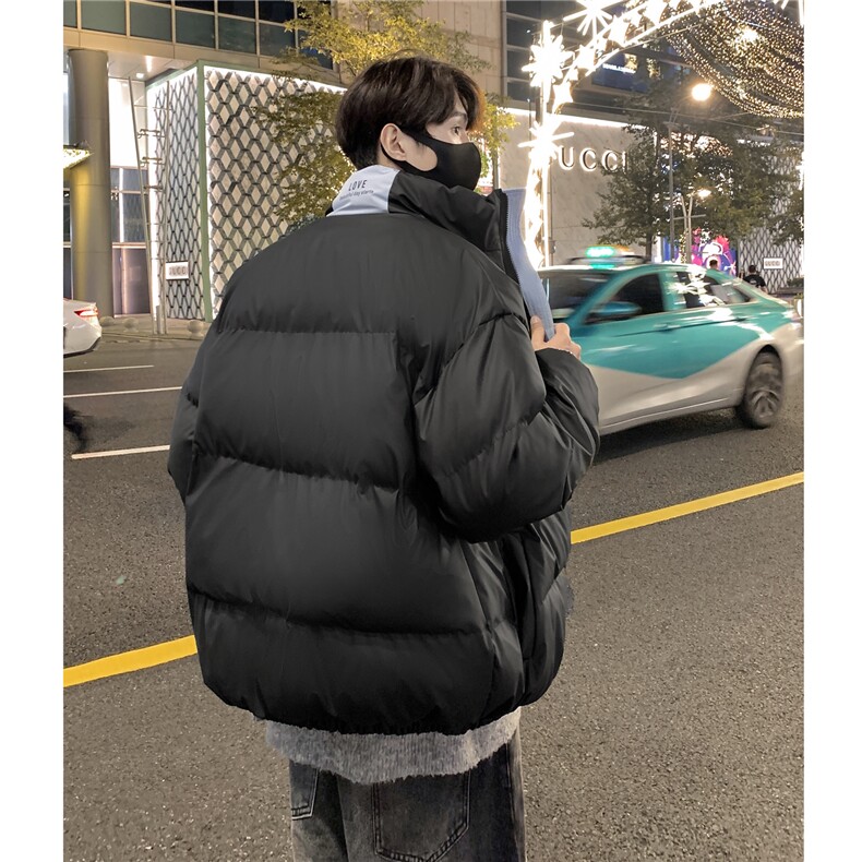 情侣装冬装PU软皮美式撞色棉服logo棉衣休闲外套男女G1102P128,男装棉衣,电商A339