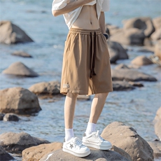 夏季重磅运动短裤男宽松直筒绣标五分裤2302P40，男装牛仔裤，电商A309