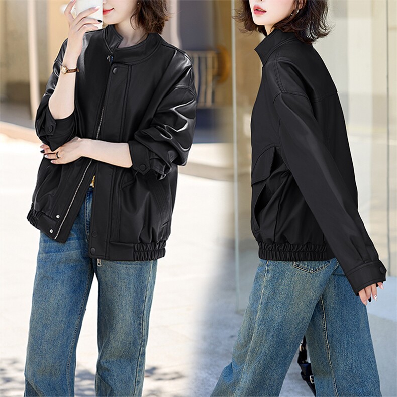 现货2024新美拉德穿搭口碑仿羊皮宝藏私服C位复古皮衣外套女秋冬,女装皮衣,江南女神