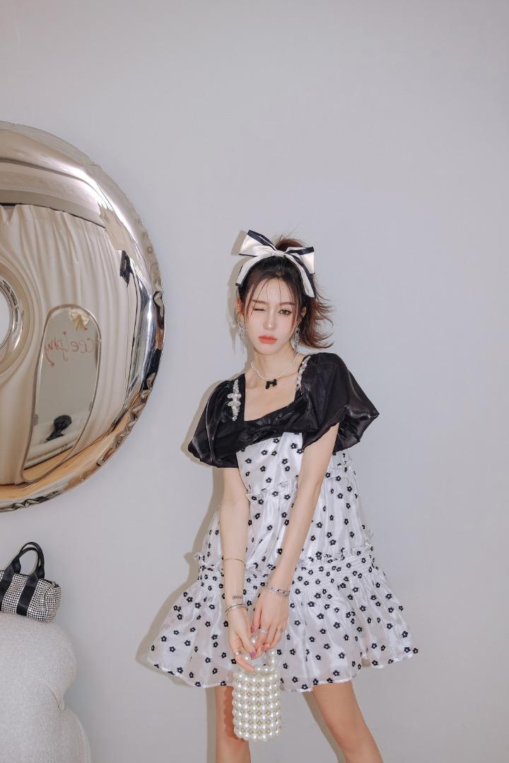 ceelphy现货撞色小众设计师提花连衣裙,女装连衣裙,ceelphy