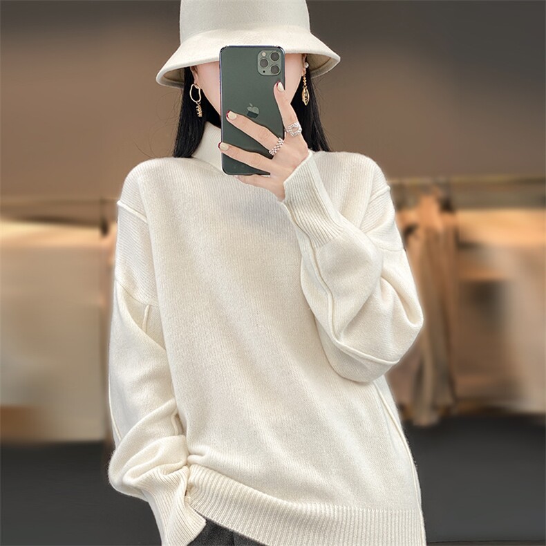 女士秋冬季新款七针加厚小翻领羊毛衫,女装羊毛衫,奢优羊绒