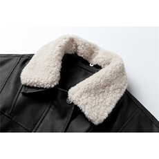 复古做旧可脱卸羊羔毛领大码M-5XL面层PU皮棉衣男77933P138，男装棉衣，星座227-7