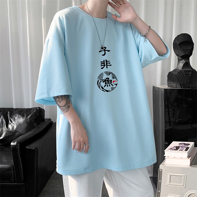 HT73070-P22华夫格t恤男短袖男大码五分袖短句风,男装T恤,电商A040