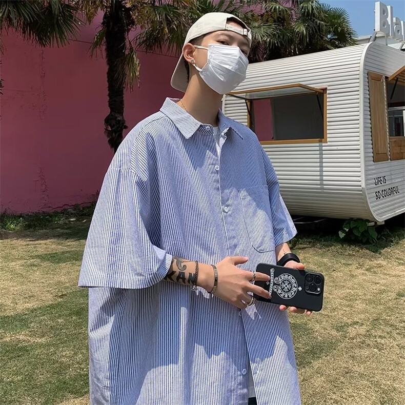 夏季新款衬衫潮流慵懒男方领衬衫TC11P28,男装衬衫,星座1116-2