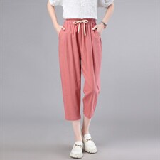 2024夏季薄款九分裤子冰丝女休闲裤黑色小个子宽松大码萝卜裤显瘦，女装大码女装，奕阳依阁