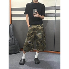 【有货】D1139-特批45春季美式破洞补丁直筒迷彩七分裤男女短裤，男装牛仔裤，星座603-2