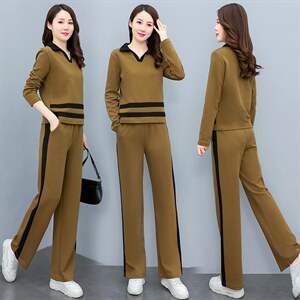 韩版时尚气质休闲套装女秋季新款长袖显瘦两件套运动服图片