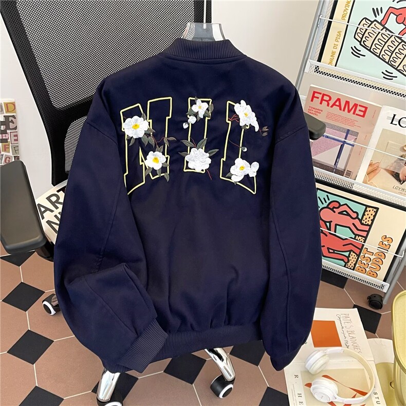 美式刺绣外套男女款春秋高级感痞帅棒球服潮牌宽松百搭情侣夹克,男装夹克,星座601-1