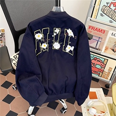 美式刺绣外套男女款春秋高级感痞帅棒球服潮牌宽松百搭情侣夹克，男装夹克，星座601-1