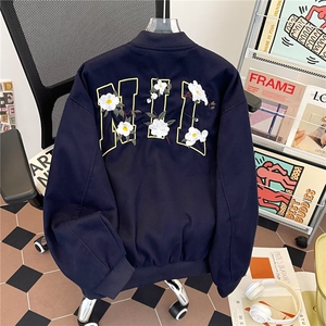 美式刺绣外套男女款春秋高级感痞帅棒球服潮牌宽松百搭情侣夹克图片