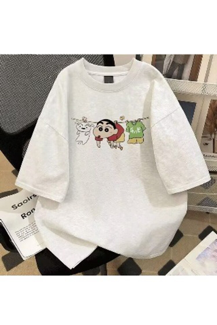 卡通日系风蜡笔小新印花纯棉短袖t恤男女夏季潮牌宽松百搭上衣ins,男装T恤,星座218-8