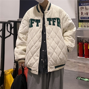 棒球服棉衣男秋冬季潮牌字母棉服港风ins菱形格夹克外套MF352-P59图片