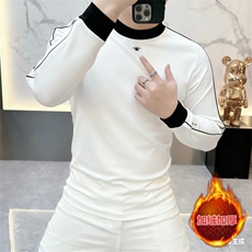 原版高品质欧货加绒男士假两件T恤保暖卫衣百搭打底衫，男装T恤，星座1602（原101B）