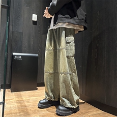 工装牛仔裤春季潮牌ins痞帅男士裤子美式复古宽松学生阔腿裤，男装牛仔裤，星座410-6（原星座1304-1）
