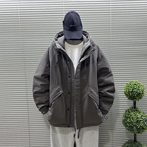 2025新款90白鸭绒工装户外连帽日系中长款羽绒服外套342-P390图片