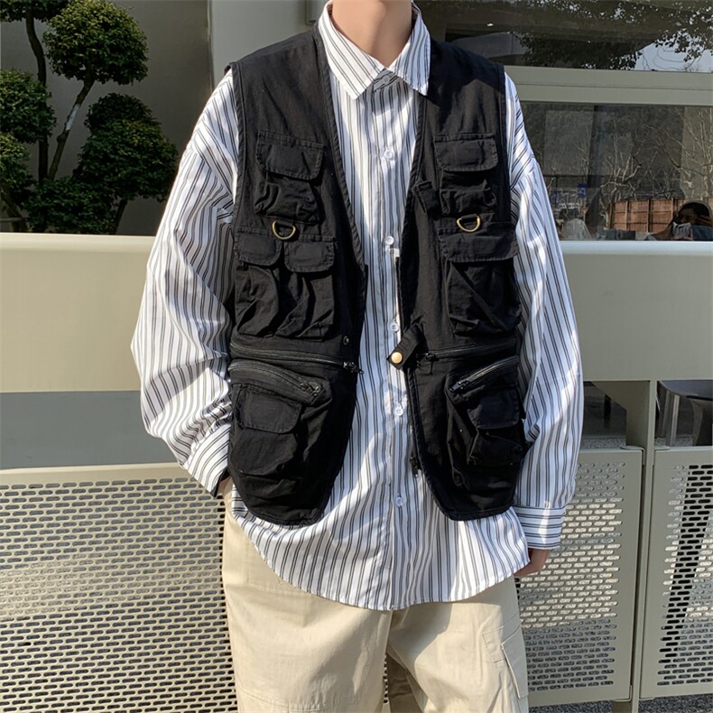 工装马甲男口袋2023夏季新款ins高街宽松百搭帅气外套W2449-P43,男装背心/马甲,星座412-2