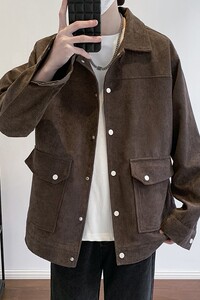 灯芯绒外套男款春秋季新款美式潮衣服工装夹克休闲上衣 jk555-P70图片