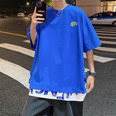 数据！设计感拼接撞色短T恤夏季宽松休闲男上衣XT226-P45控68，男装T恤，电商B370