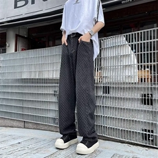 现货!港风新款2025潮流百搭直筒宽松大码牛仔裤松紧腰NZ6166-P40，男装牛仔裤，星座1103-2