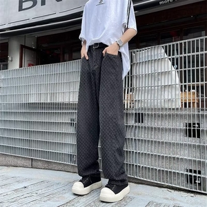 现货! 港风新款2025潮流百搭直筒宽松大码牛仔裤松紧腰NZ6166-P40图片