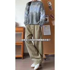 经典小香风文艺范休闲裤慵懒垂感法式时髦情侣款长裤K887P45控78，男装休闲裤，电商A102B